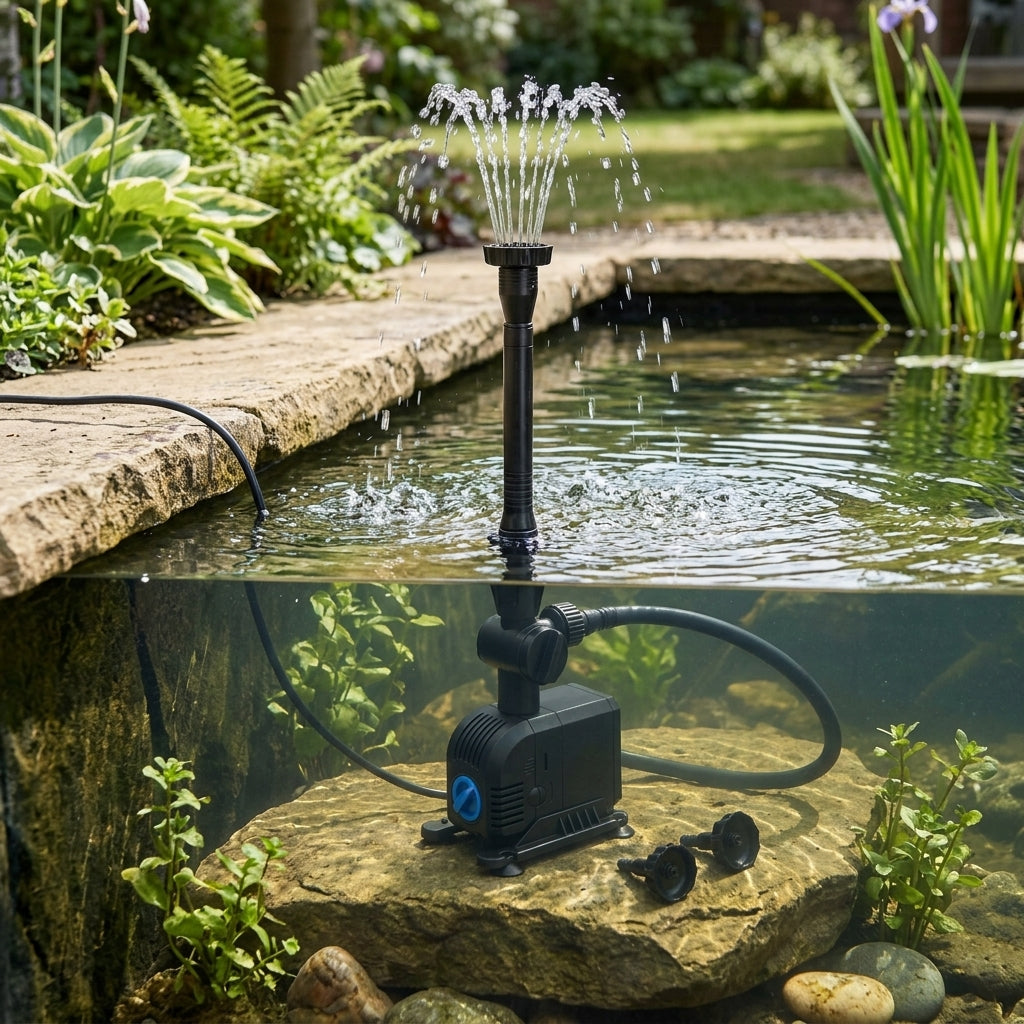 Fountain Pump 12x5x8cm with 3 Spray Effects and 20W Power