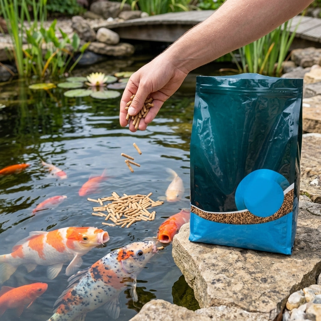 1400g Wheatgerm Pond Fish Food Sticks – 7L Pack for Cold Weather