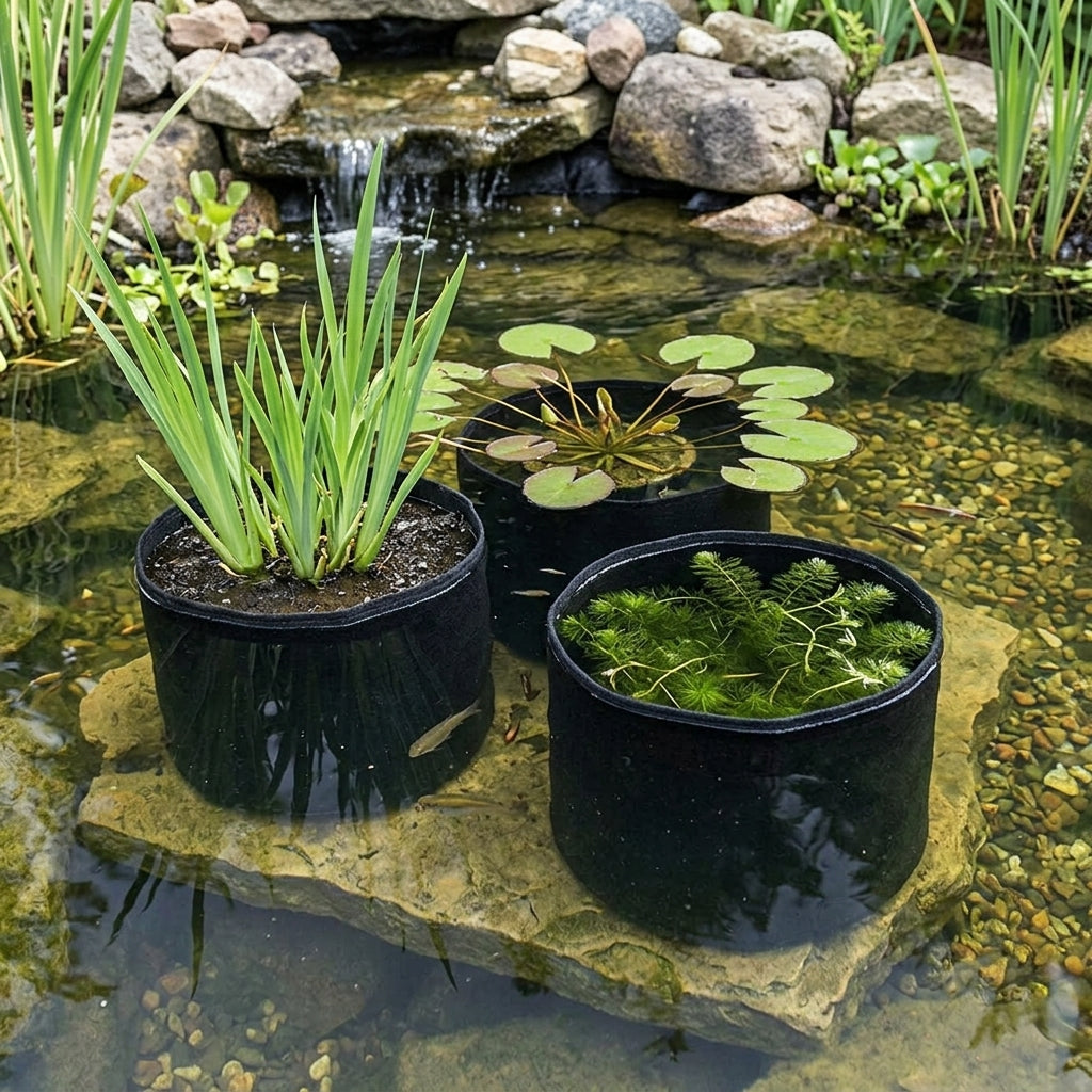 25 x 20cm Medium Round Pond Planting Bags – Flexible, Fine Weave, 3 Pack