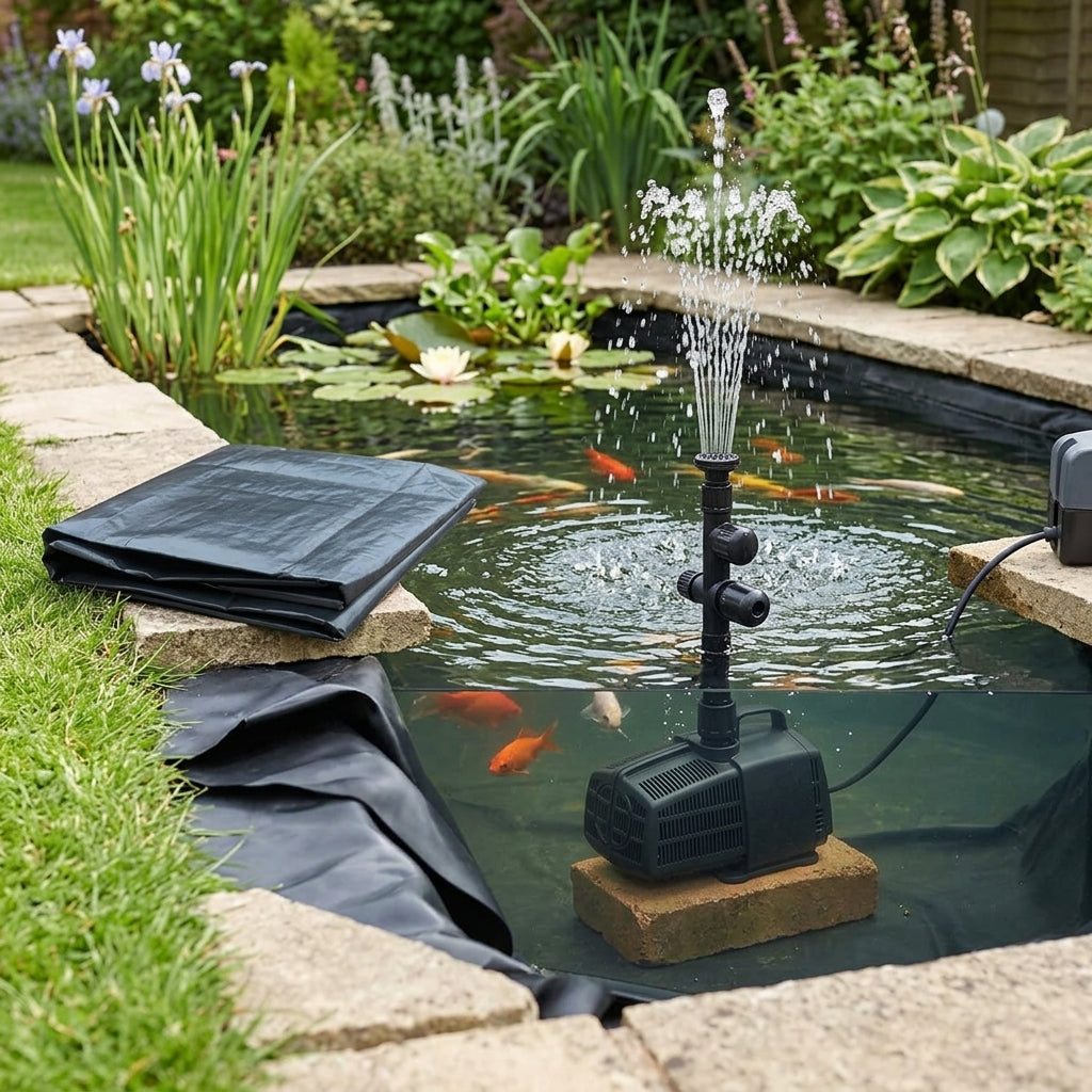 Small Fountain Pond Kit with 4m x 3m Liner and 700lph Pump