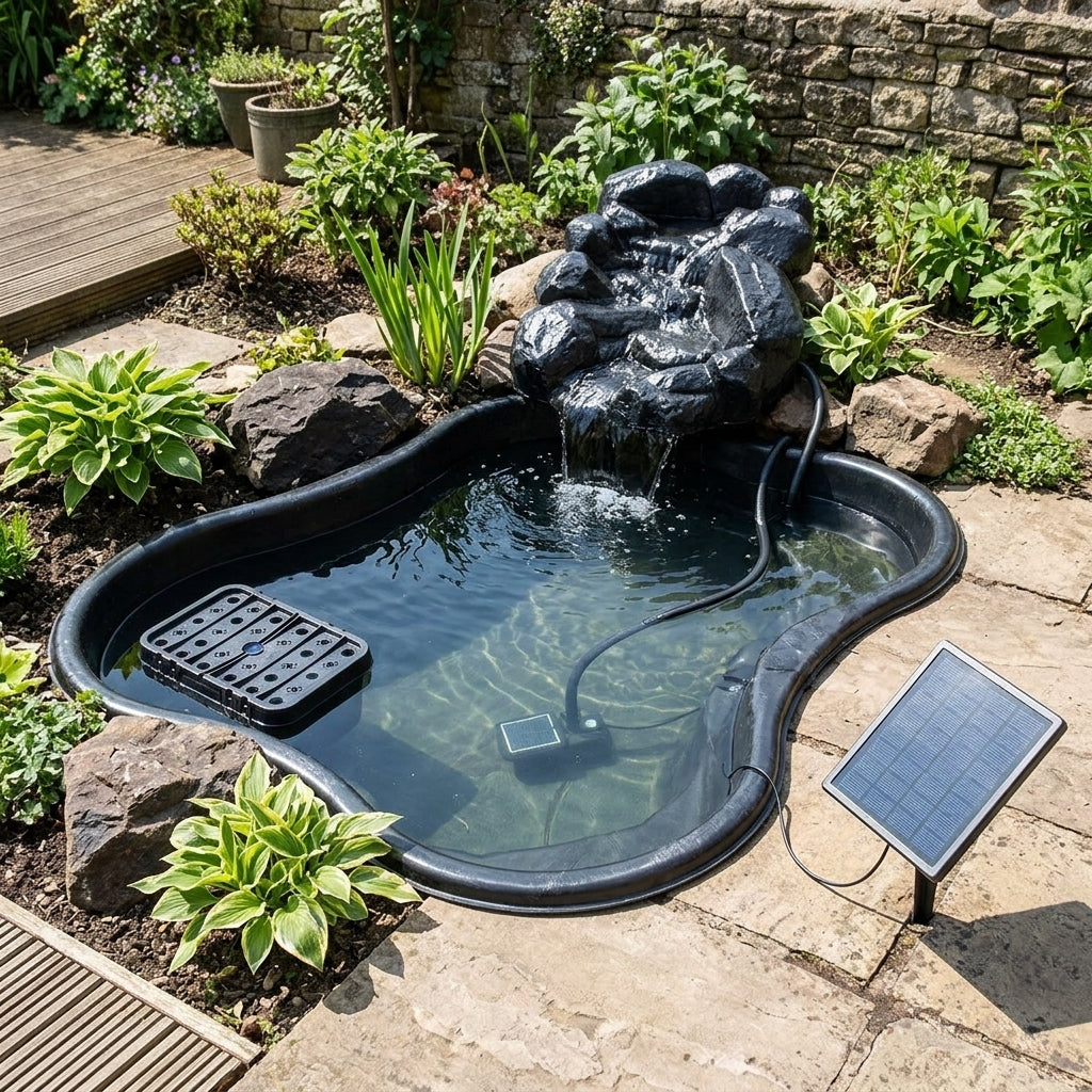 Preformed Pond Kit with Waterfall and Solar Pump