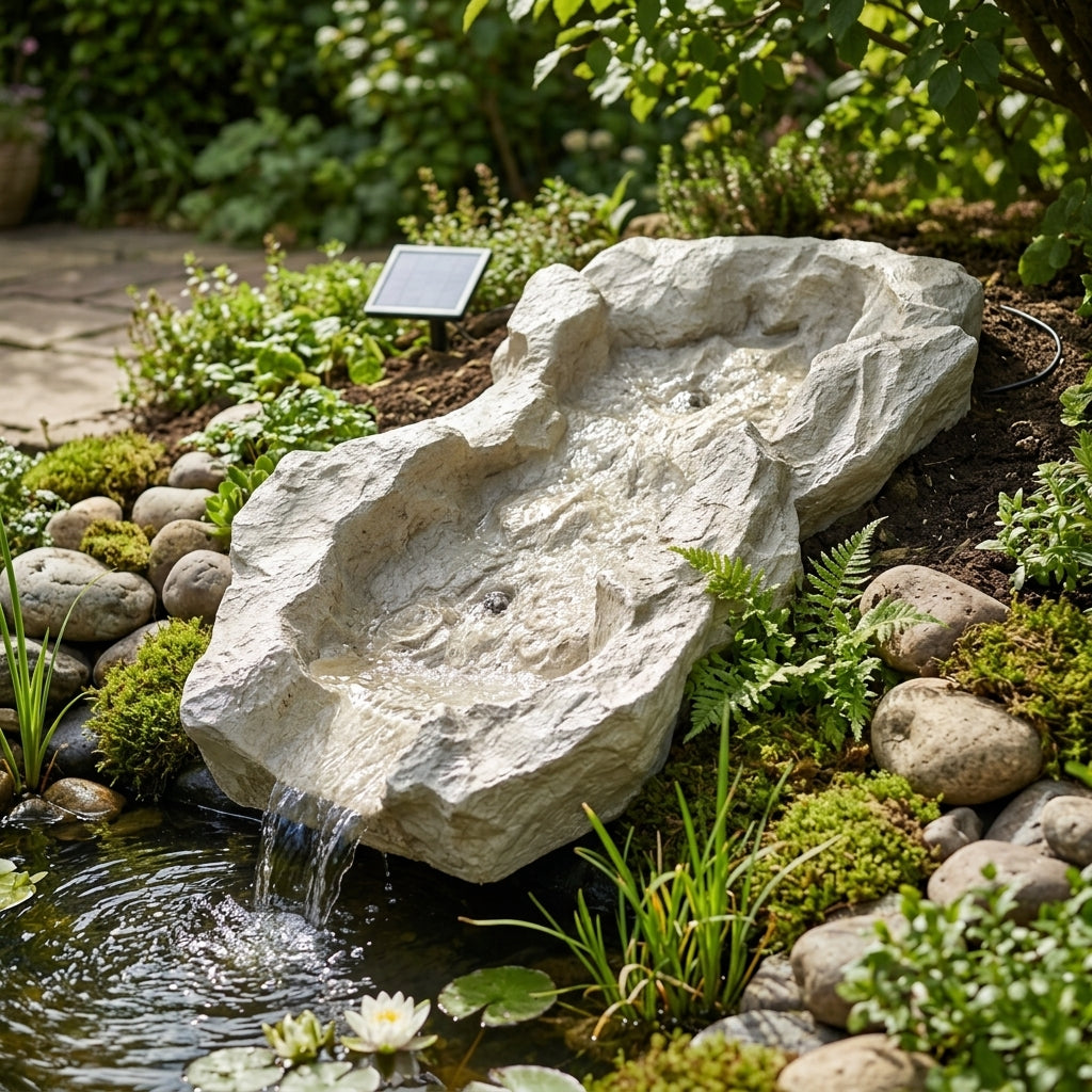 95cm Stream Waterfall Feature Polyresin Solar White