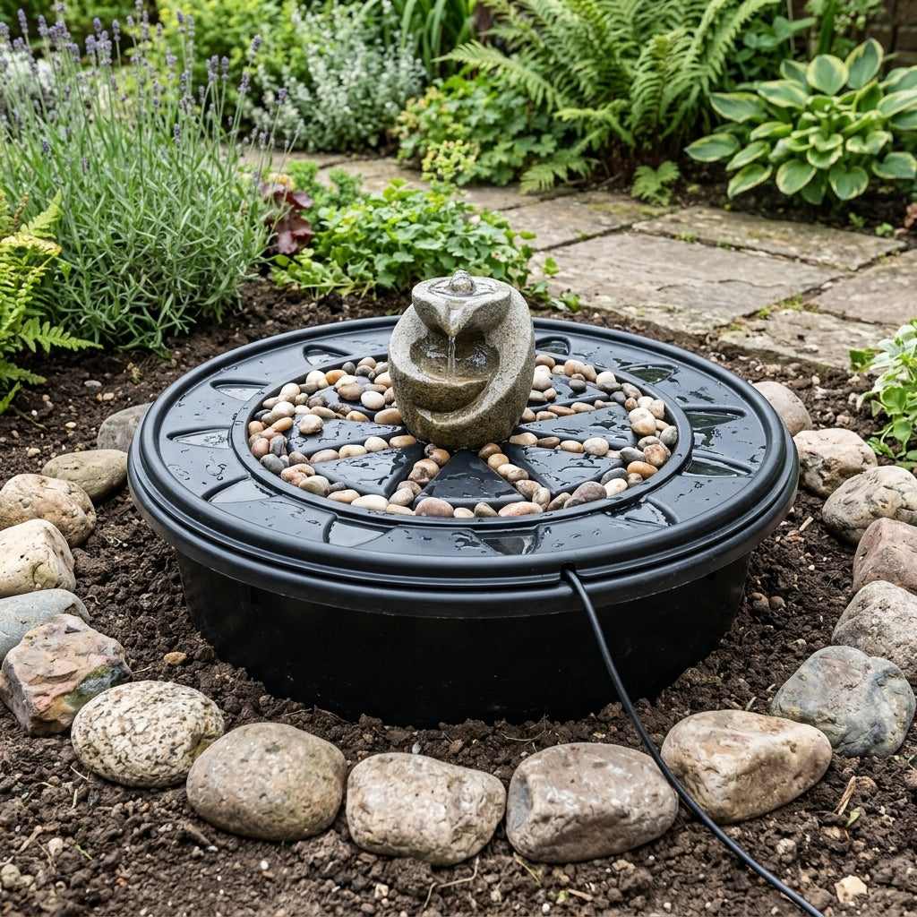 90 Litre Lightweight Pebble Pond and Round Reservoir Kit