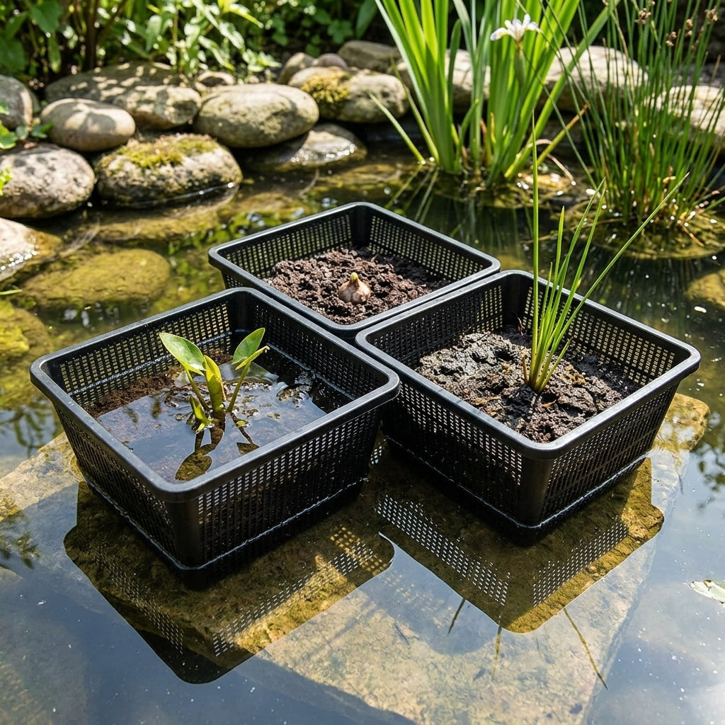 11 x 11cm Mini Square Planting Basket for Ponds, Fine Mesh, Set of 3