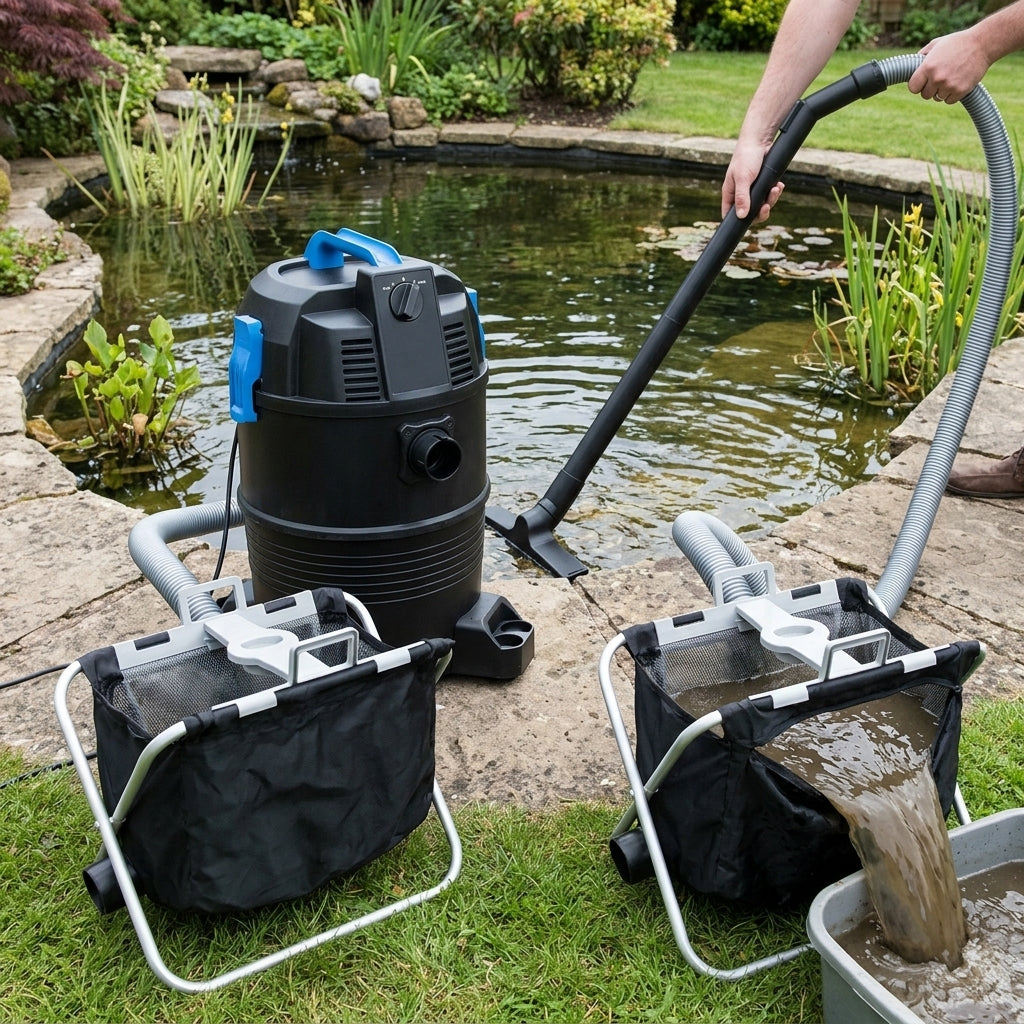 31cm x 56cm Pond Vacuum with Discharge Basket, 1400W, 2m Max Depth