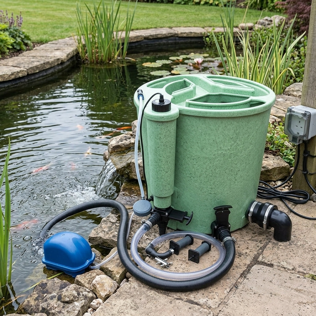 53x71x65.5cm Gravity Filter with 18W UVC & Air Pump, Green, 80L Capacity