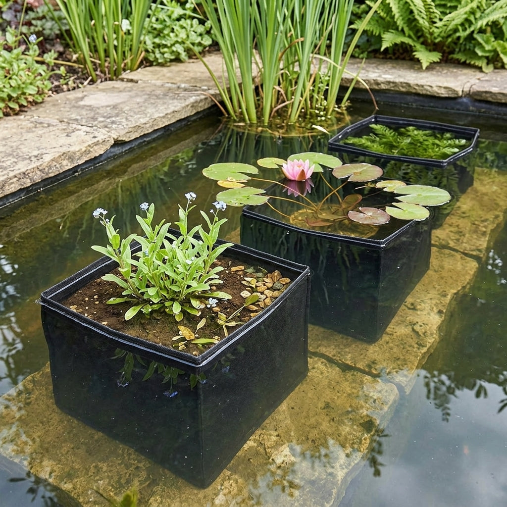 30 x 30 x 25cm Square Pond Planting Bags – Flexible Fine Weave, Set of 3