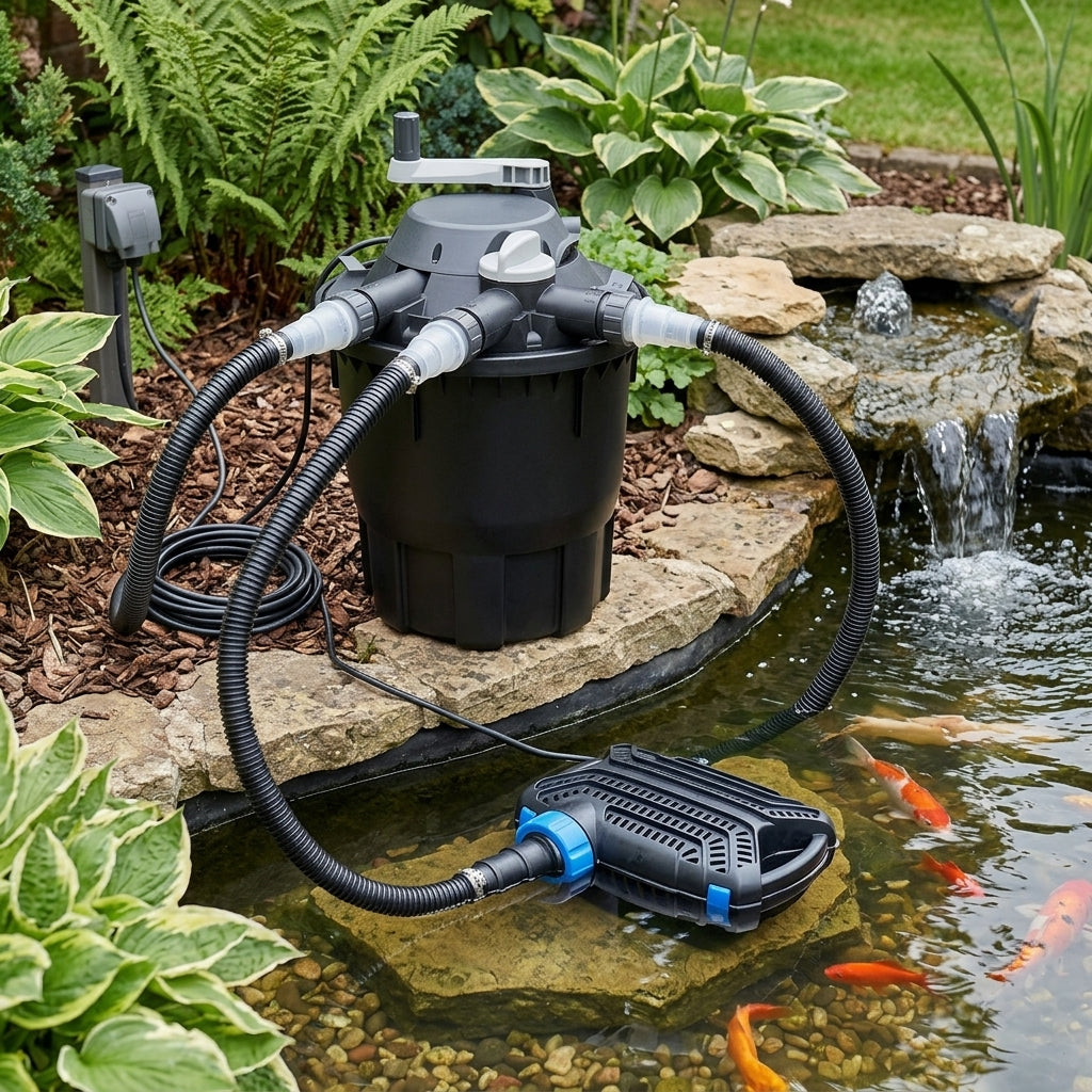 Filter and Pump Set with UVC – 40W Pump, 6000lph Flow, 25–40mm Hose