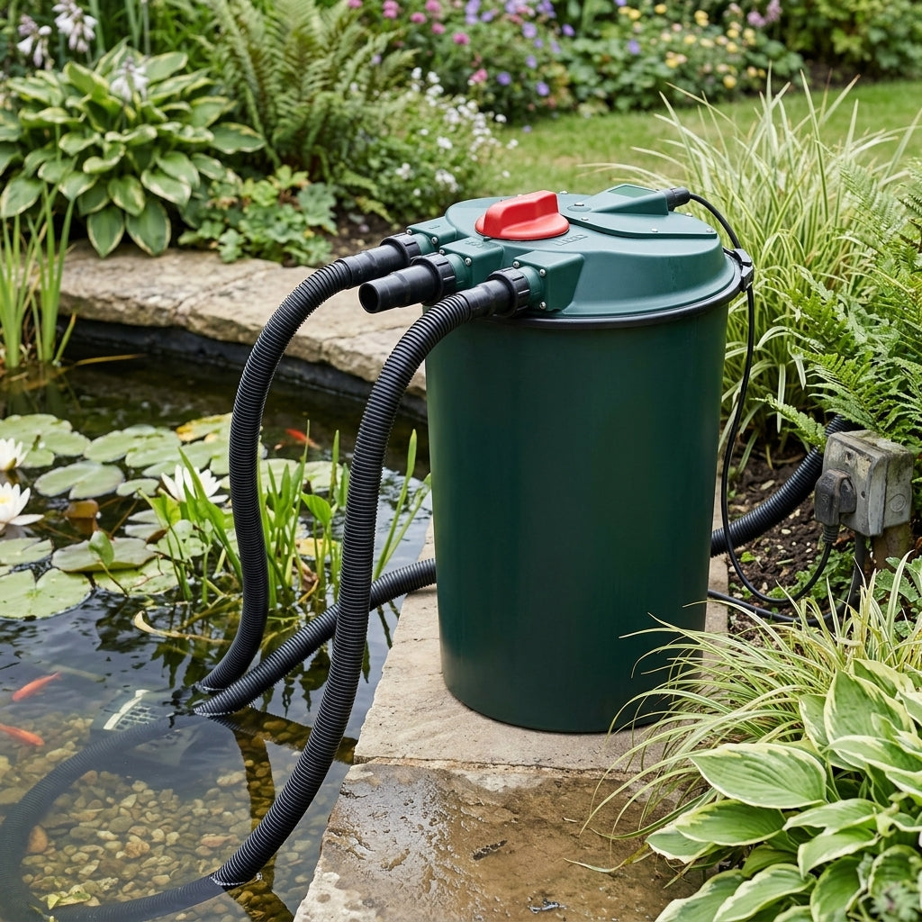 30000 Litre Pressurised Pond Filter with 24W UVC and Power Cleaning