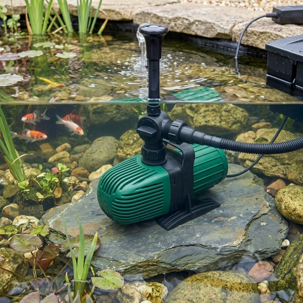 9000 Pond Filter Pump 85W with 10m Cable and Multi Fountain Heads