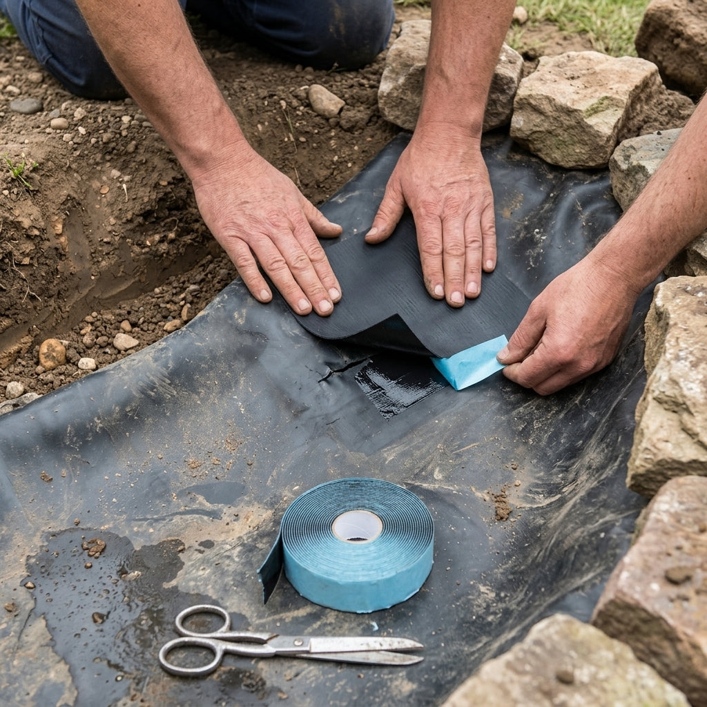 A4 Pond Liner Repair Kit with 1m Cold Glue Tape for Small Punctures