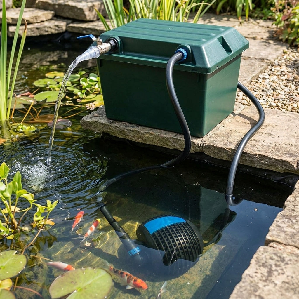Large Pond Filter and Pump Set for 12,000L Ponds, 40W Pump, 25W UVC