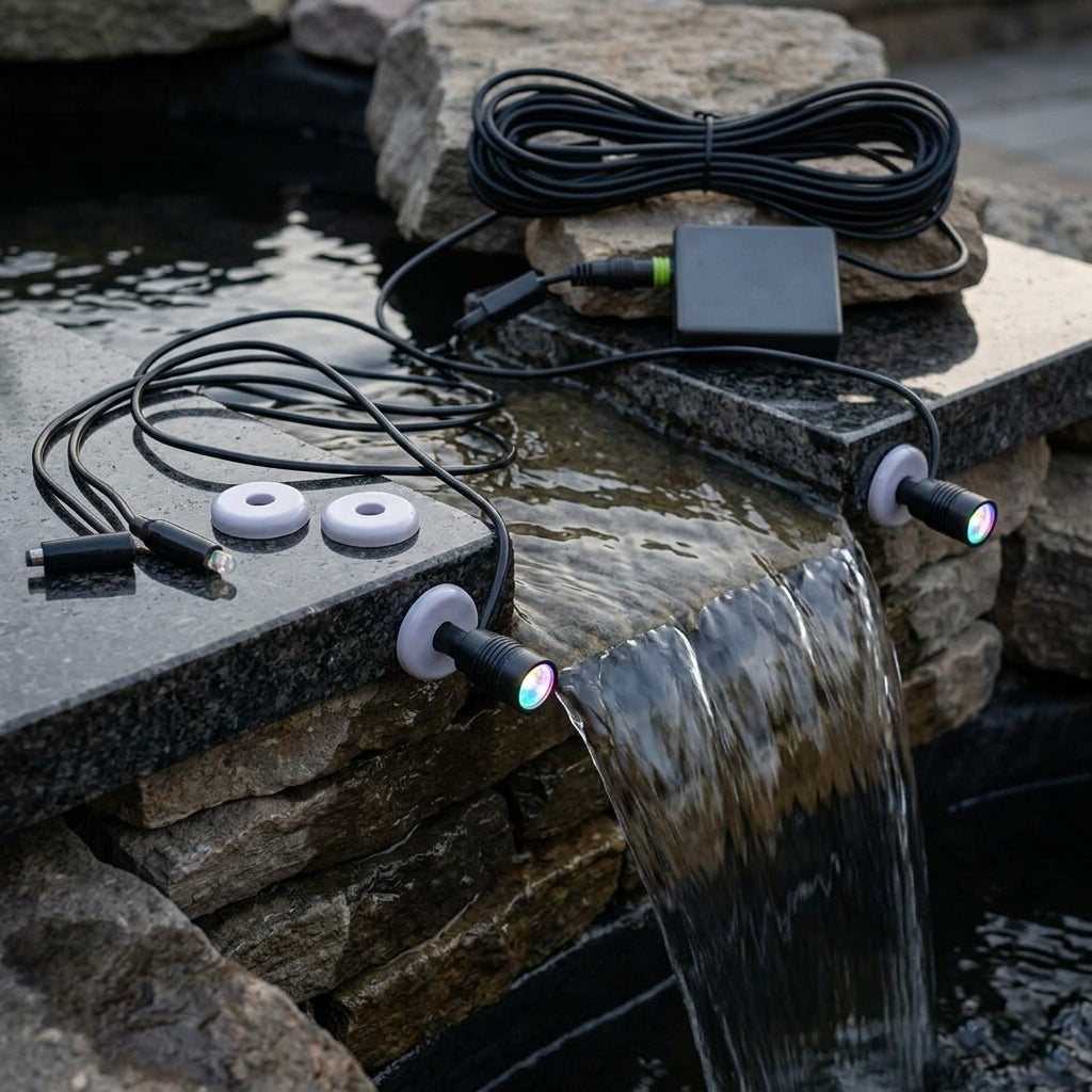 Solar Waterfall Light Pack for Cascade Features – Colour LEDs, 2 Lights