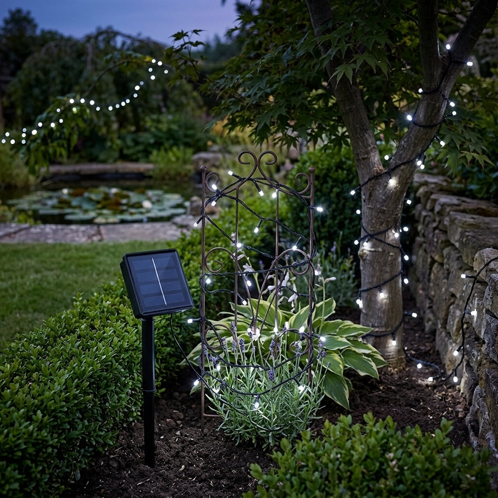 22m Solar String Lights White LED 200 Bulbs Outdoor Garden