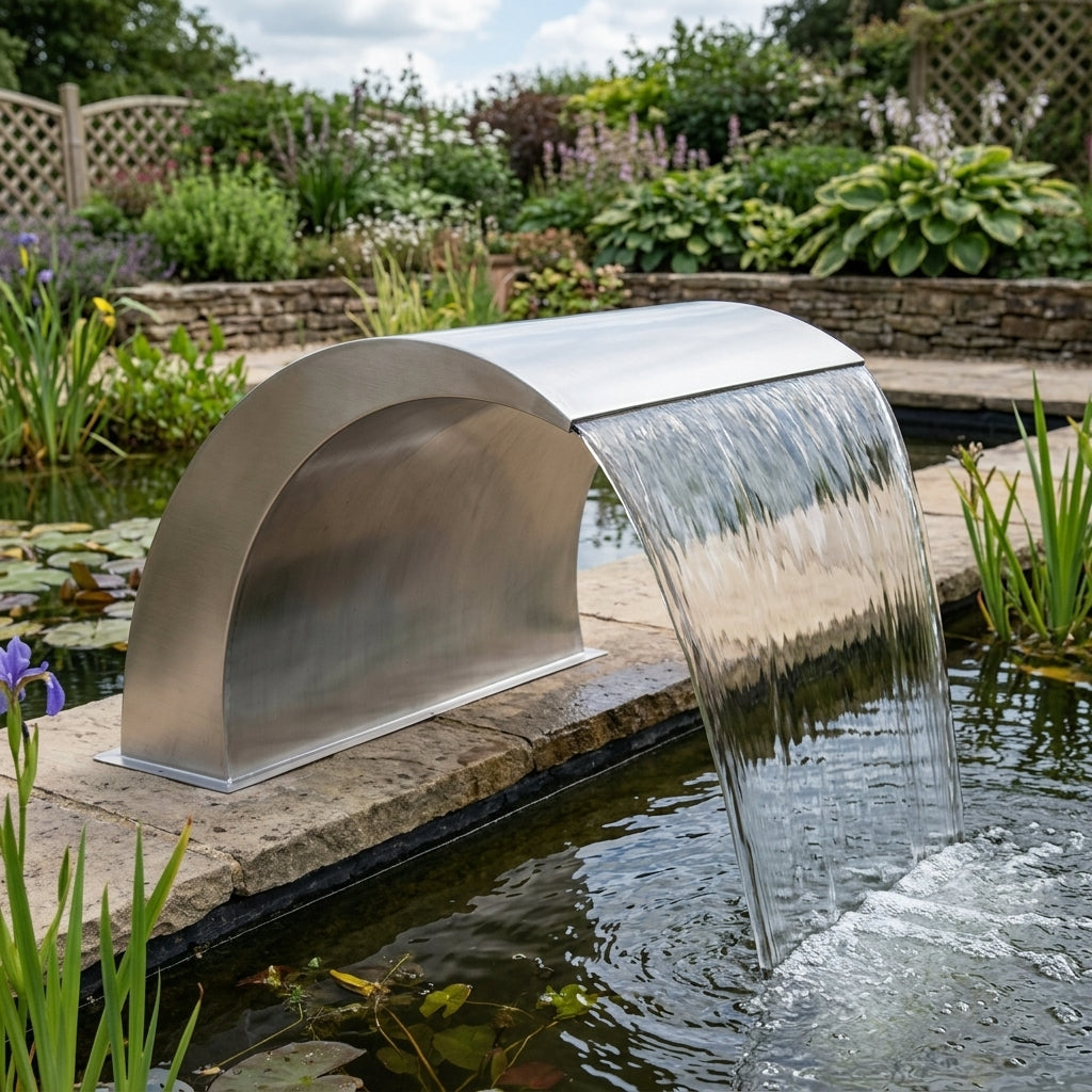 800mm Arc Waterfall with Bottom Fitting – Curved Water Feature