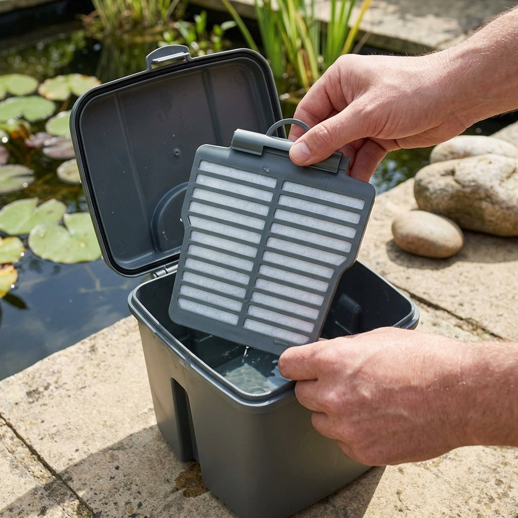 Pond filter cartridge pad with clip attachment