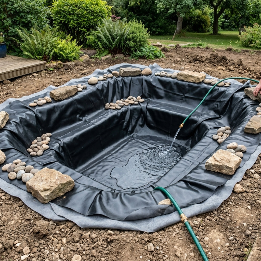 24m x 18m Pond Liner with 40 Year Guarantee and Underlay