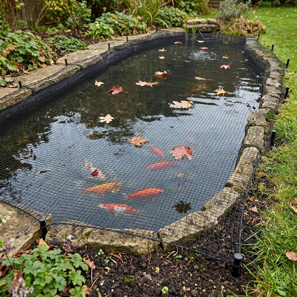 6m x 4m Pond Cover Net with Fixing Pegs, Fine Mesh, 1.2cm Gaps