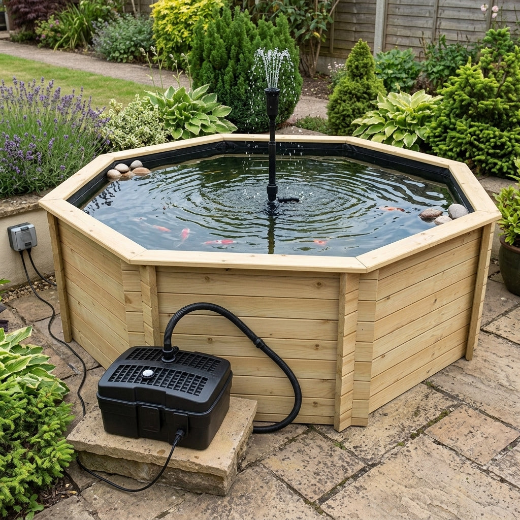 3.1m Octagon Raised Pond, 44mm Boards, 6,722L Capacity, Pump Included