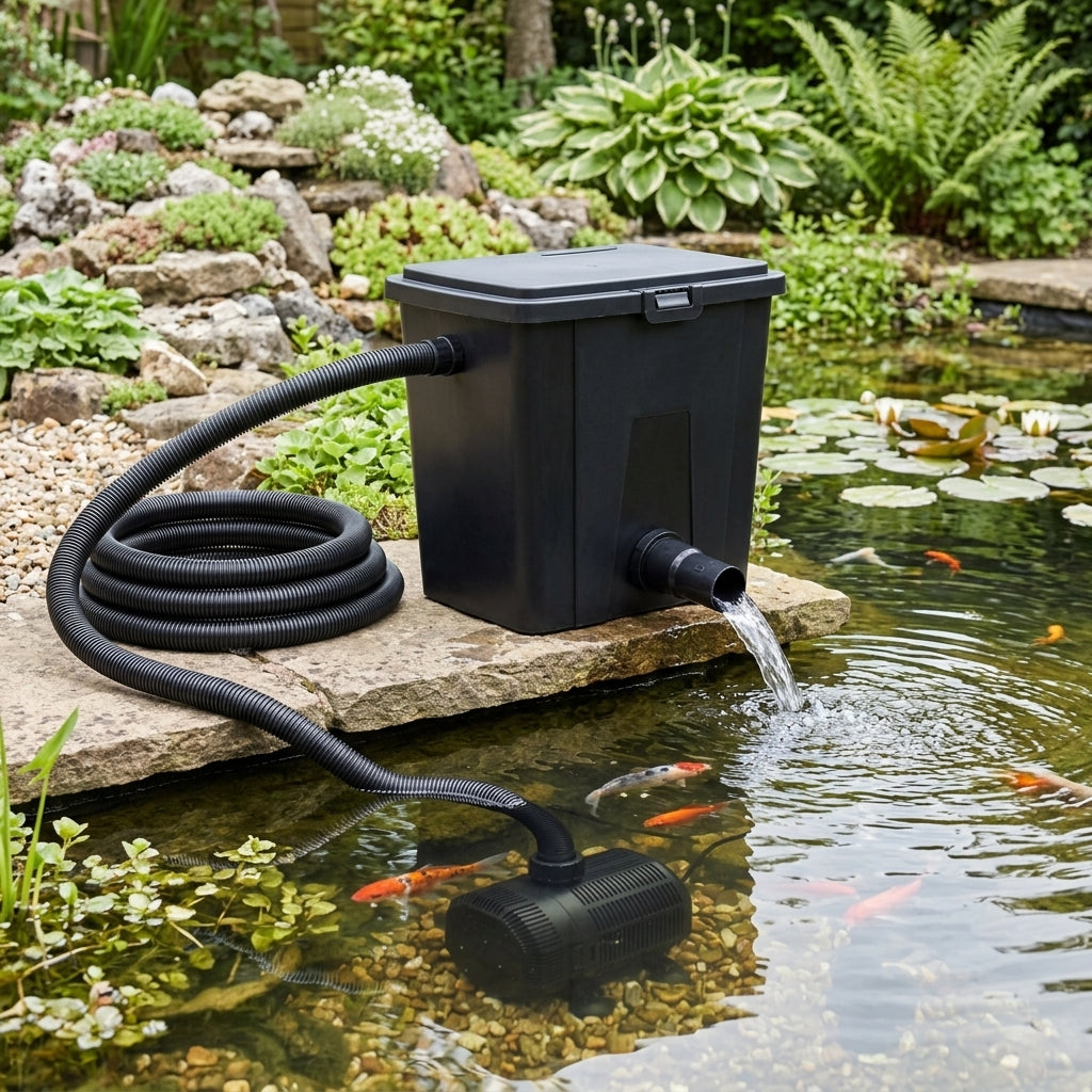 Flow-Through Pond Filter Set with Solids-Handling Pump, 31x23x29cm