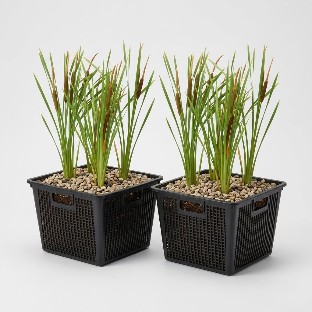 19cm Pond Plant Basket with Typha Plants – Set of 2 (view 2)