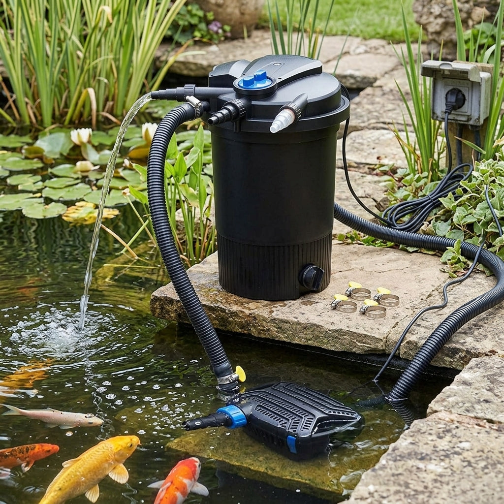 Pump and Filter Set with 100W Pump, 12,000lph Flow Rate, 24W UVC