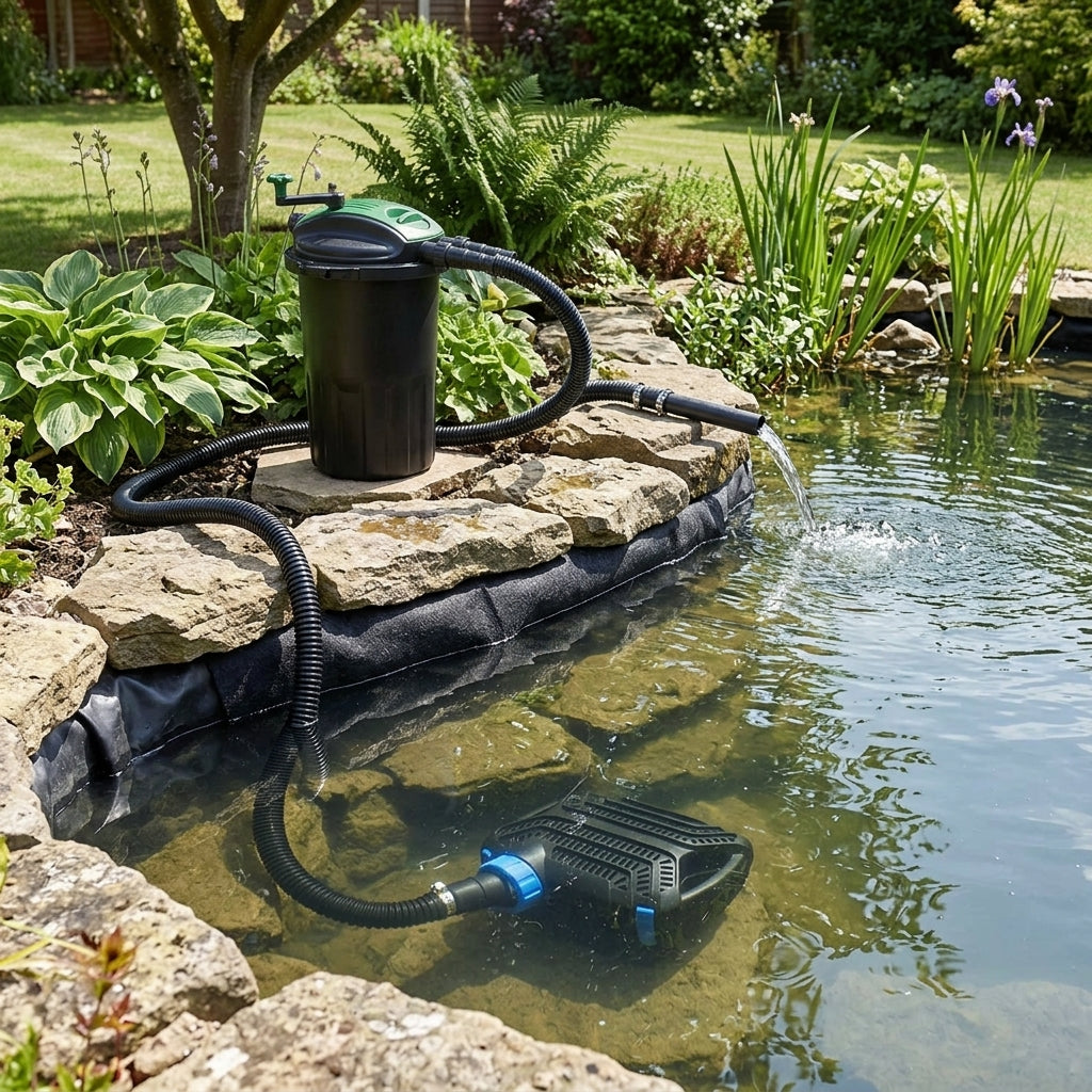 7.5m x 7.5m Pond Kit with Liner, Underlay and 12,000lph Pump – 15,000L Capacity