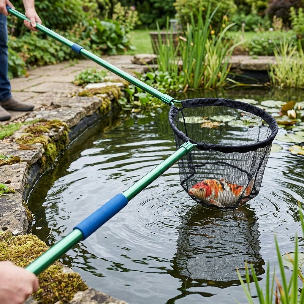 3m Telescopic Pond Net Handle with Large 75cm Koi Pan Head