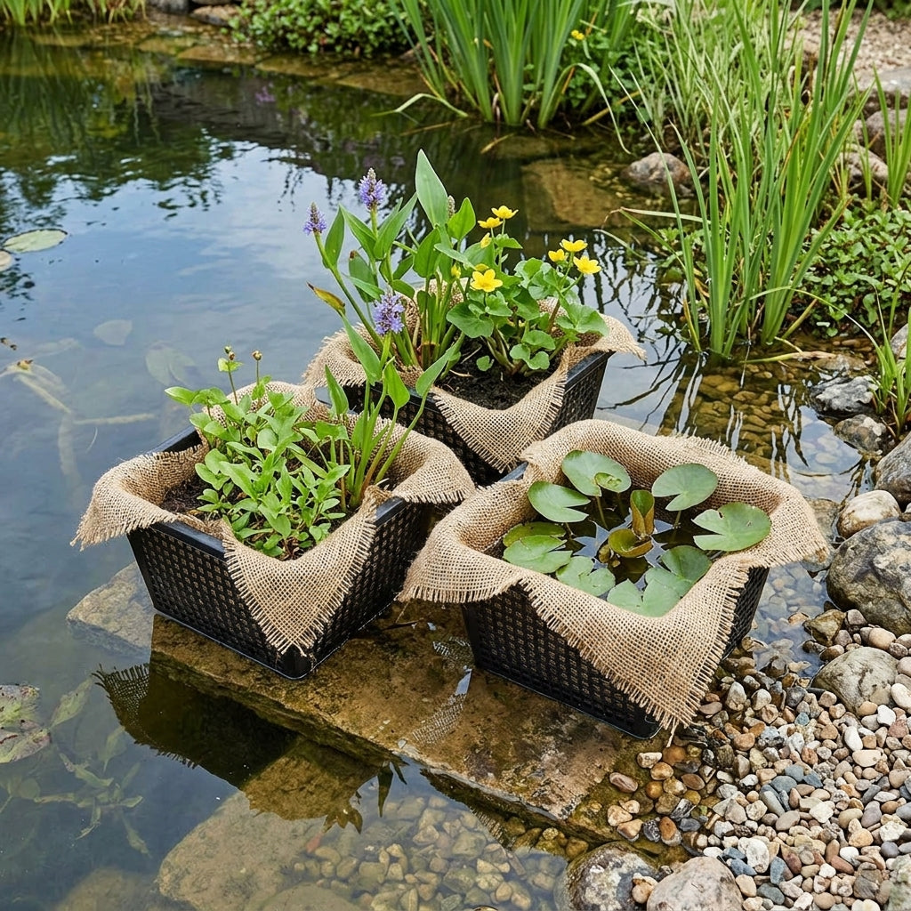45 x 45cm Hessian Pond Basket Liners Triple Pack