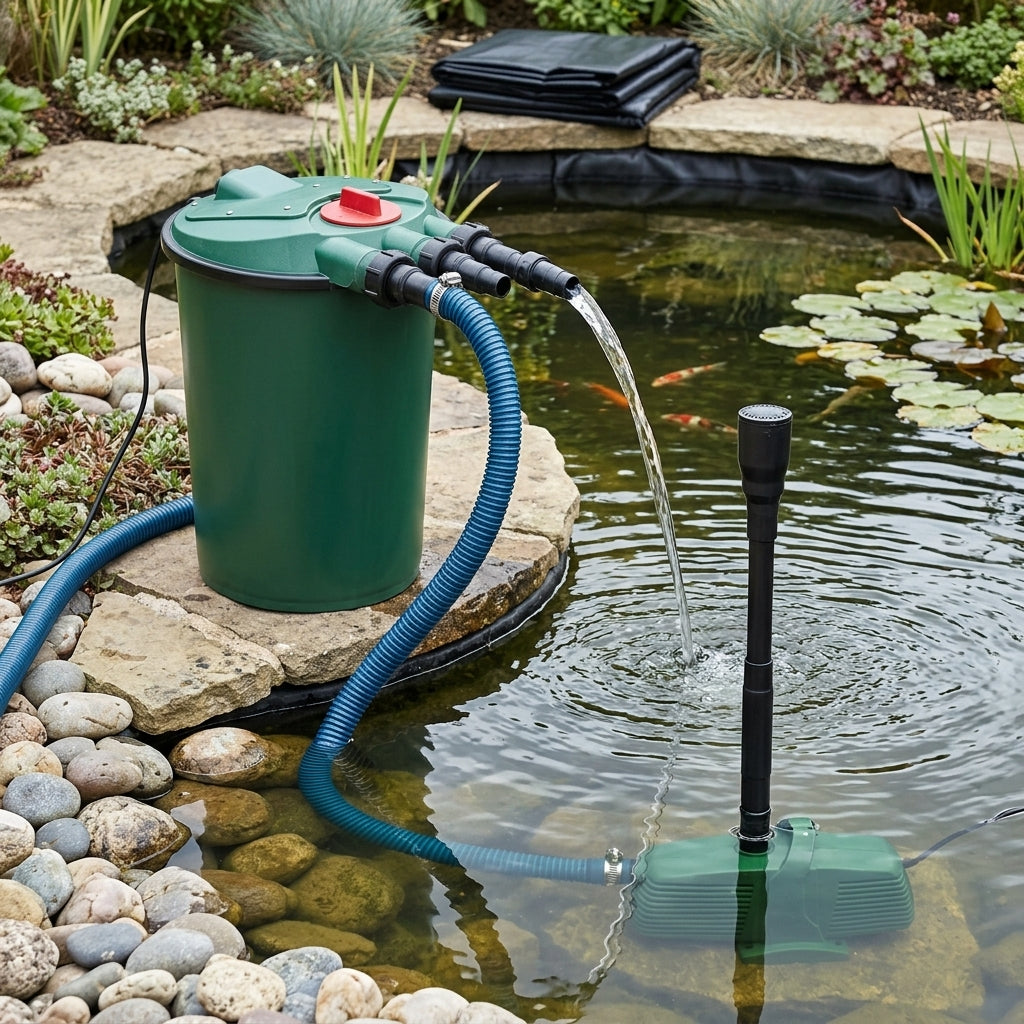 8m x 6m Medium Pond Kit with Pump, Filter and Liner, 8500lph Capacity