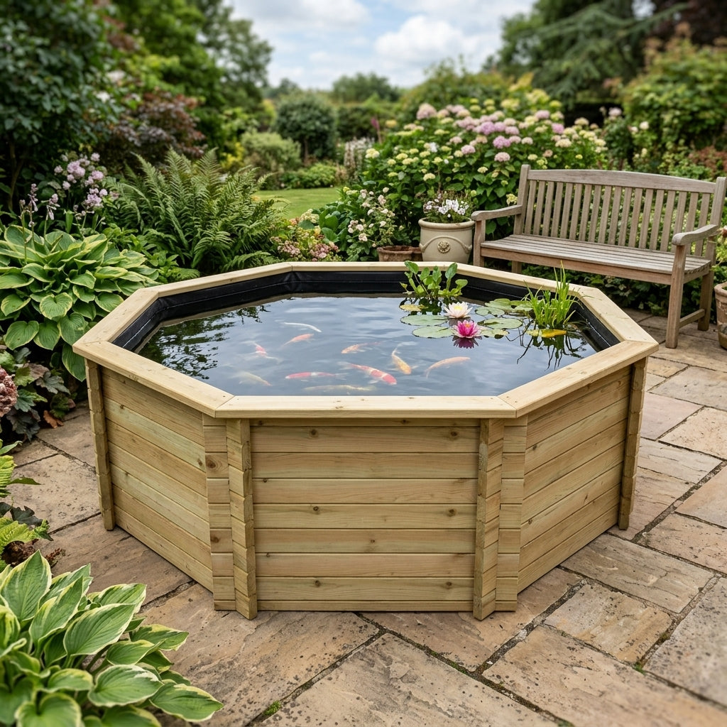 3.1m Octagon Raised Wooden Pond, 4,959L, 44mm Board Width