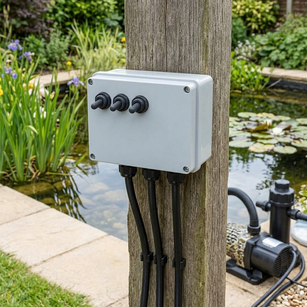 16x12x7.5cm 3-Way Armoured Weatherproof Switch Box IP56 Rated