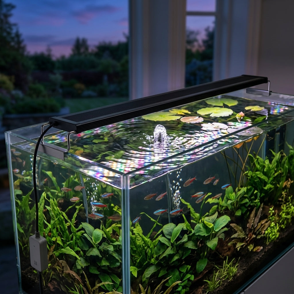27w LED Aquarium Light with Bluetooth & Wi-Fi, IP67, Extendable Brackets