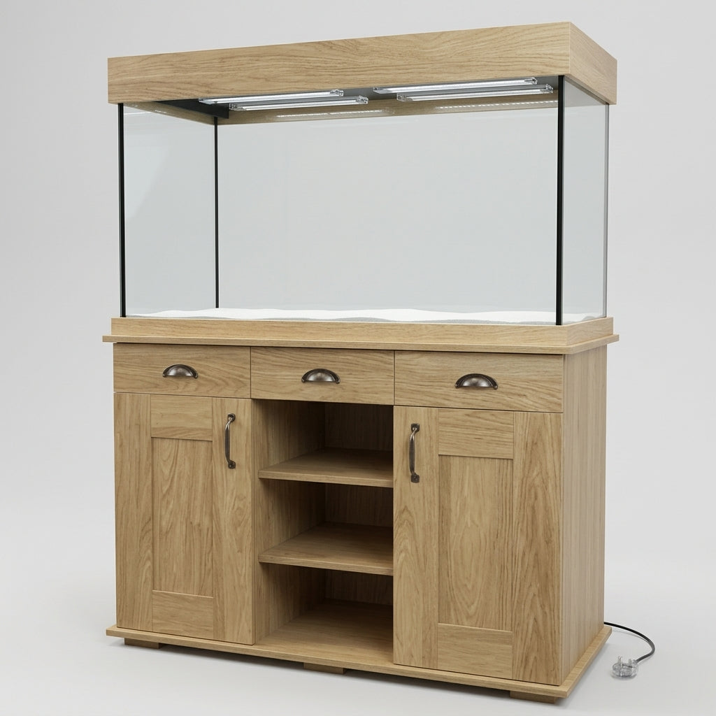 252L Aquarium and Cabinet with Bluetooth LED Lighting – Oak Finish (view 2)