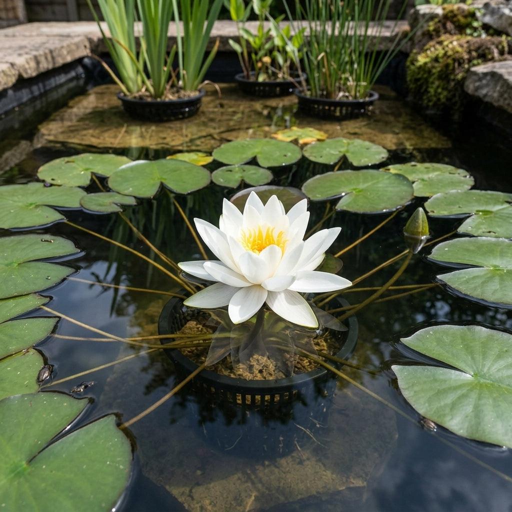 3L White Water Lily – Large Pond Plant, Cup-Shaped Blooms