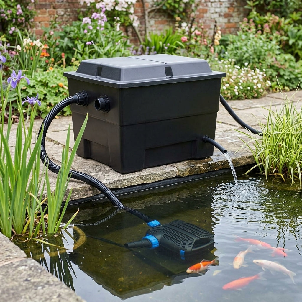 80x60x48cm Pond Filter and 25x18x11.5cm Pump Set for Large Ponds