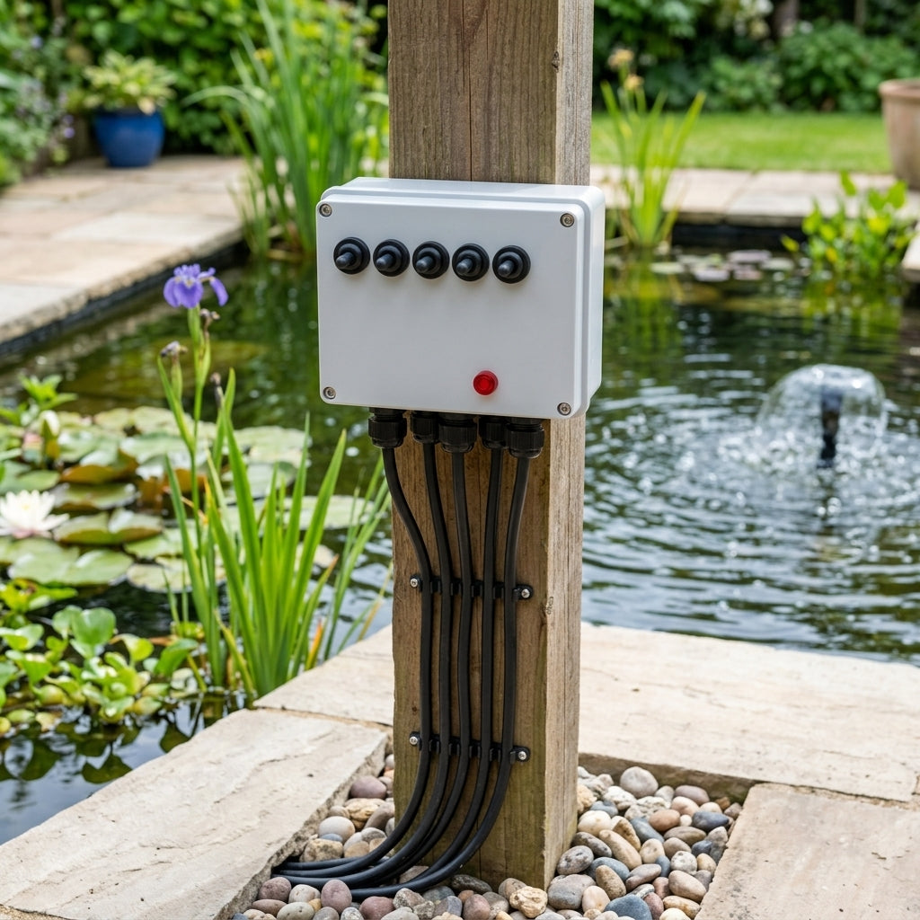 5-Way Weatherproof Switch Box IP56 1200W Capacity 220-240V