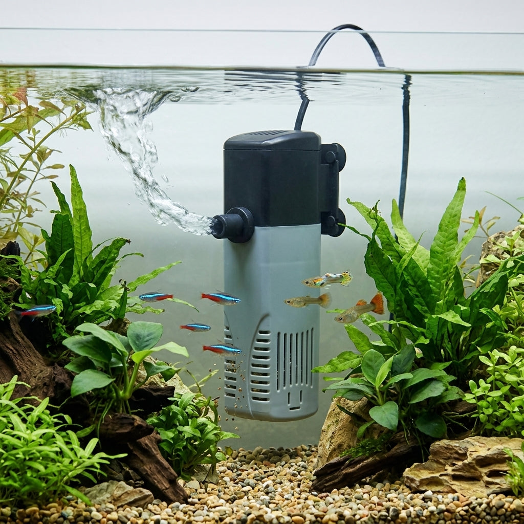22cm Internal Aquarium Filter, Dual Cartridge, 800lph, For 100-400L Tanks