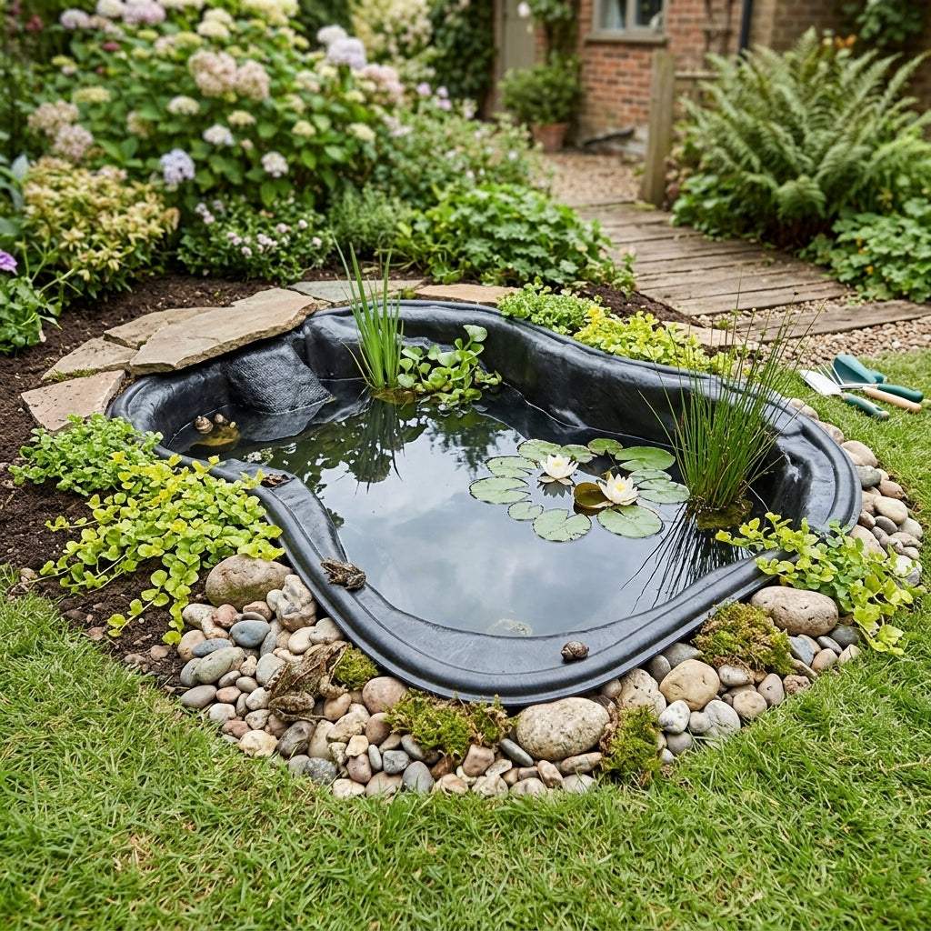 85 x 63 x 29cm Preformed Pond HDPE 55L with Wildlife Escape Route