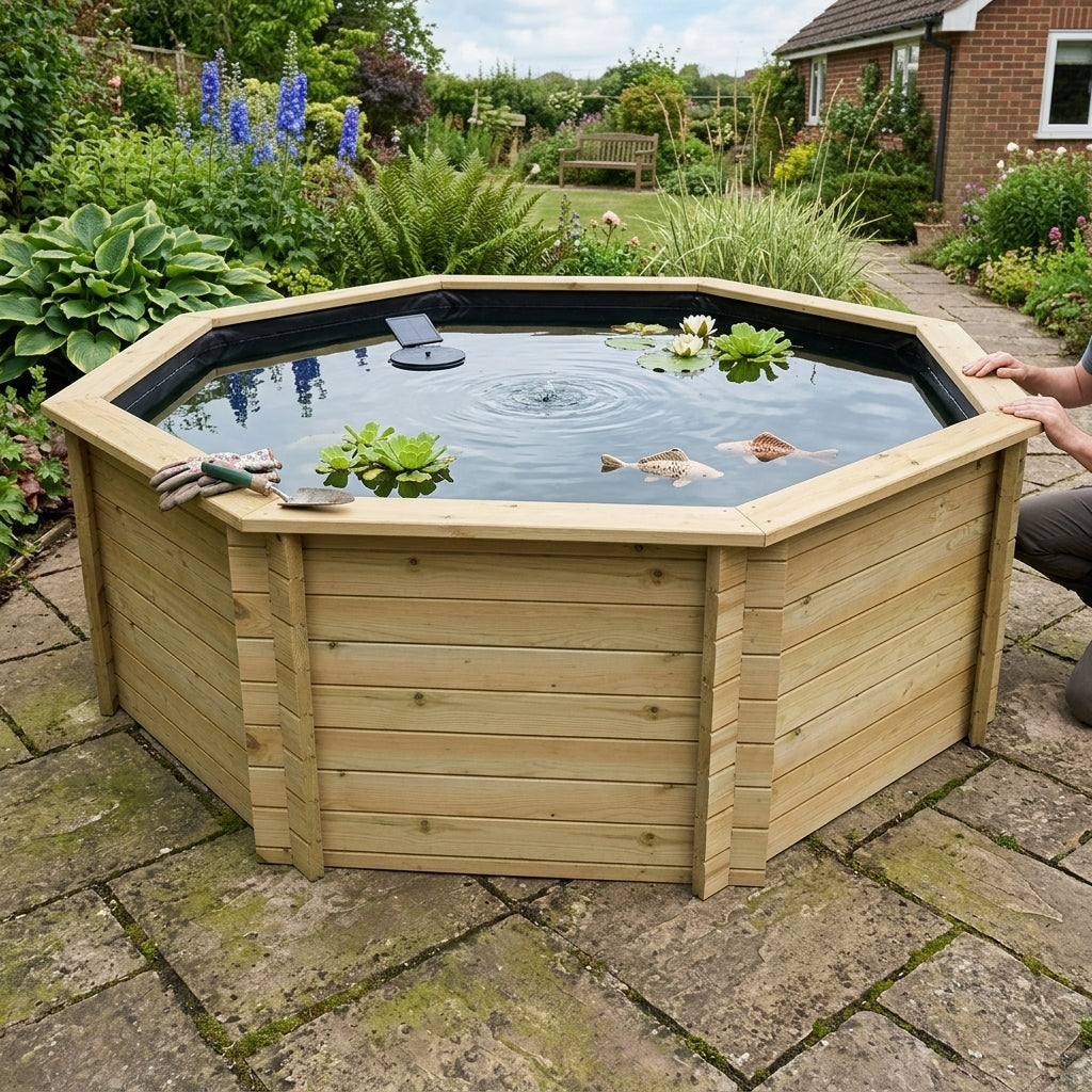 3.1m Octagon Raised Pond, 6,722L Capacity, 27mm Boards