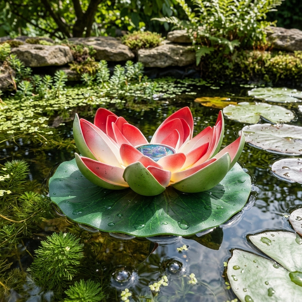 Small Solar-Powered Artificial Lily for Ponds