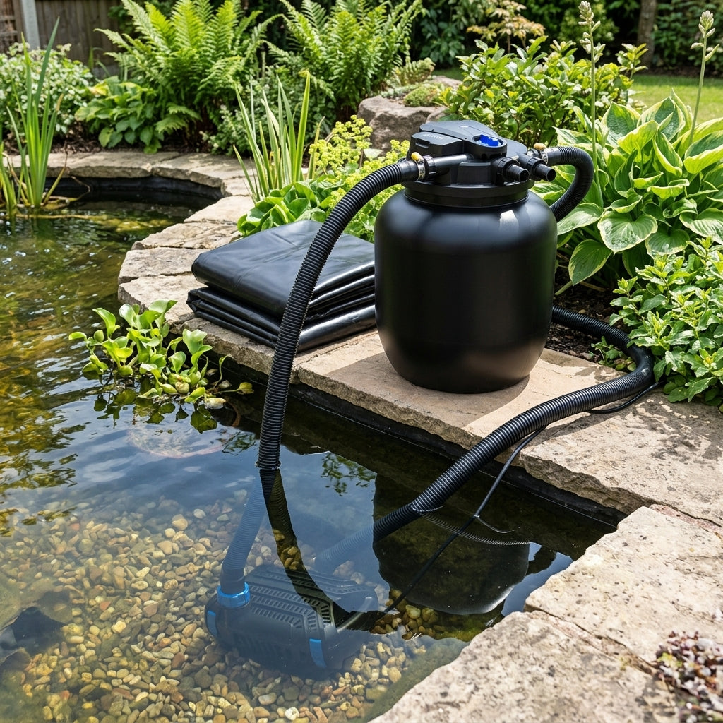 12m x 9m Pond Kit with Liner, Underlay, Pump & Filter – 54,000L Capacity