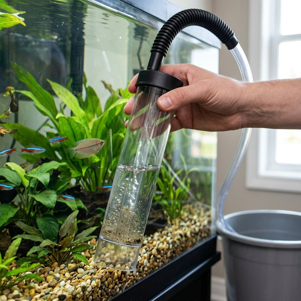 Small Aquarium Gravel Cleaner with Non-Kink Hose for Tanks up to 2ft