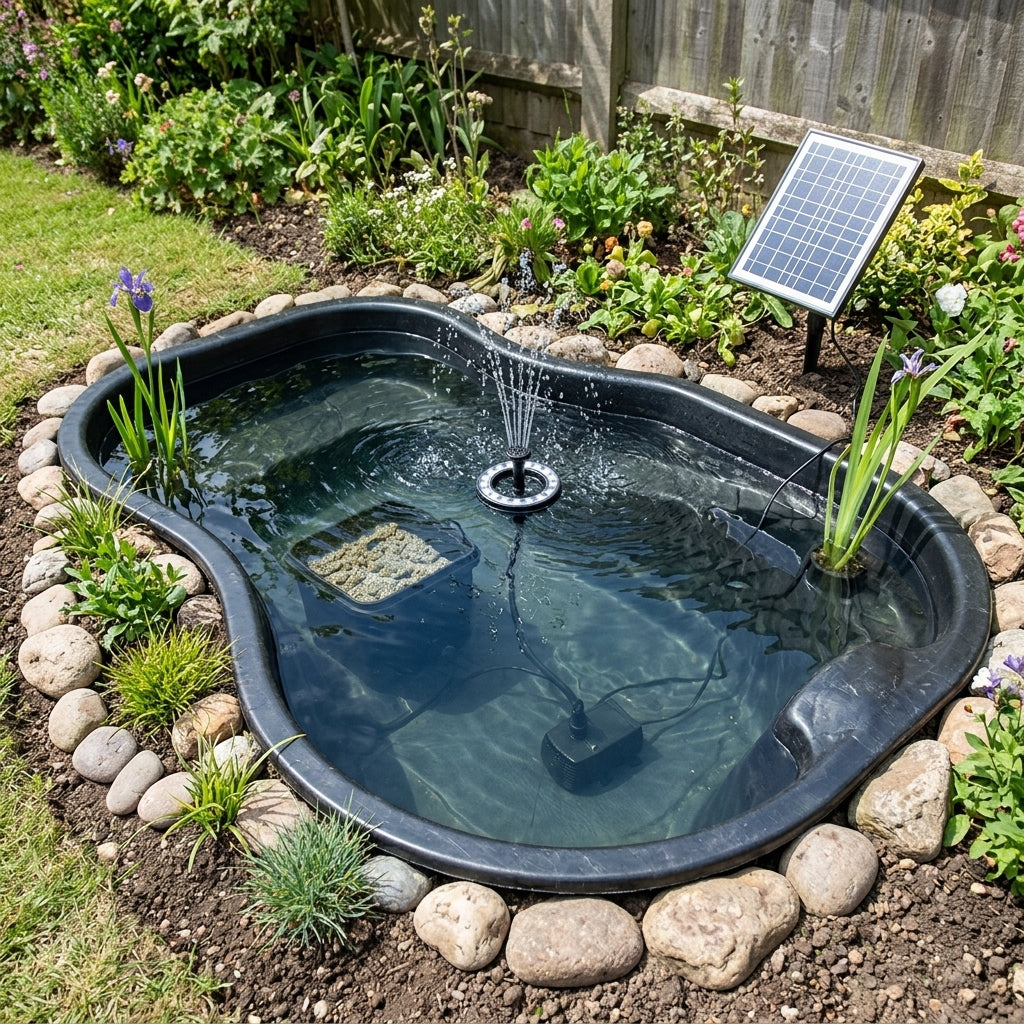 1.24m x 0.80m Preformed Pond Kit with Solar Filter and 120L Capacity