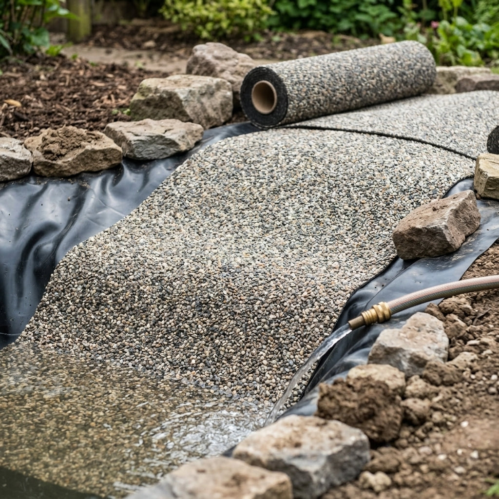 Stone-Faced Pond Liner Roll – Pebble Finish, Sizes 0.4m x 16m to 1.2m x 12m