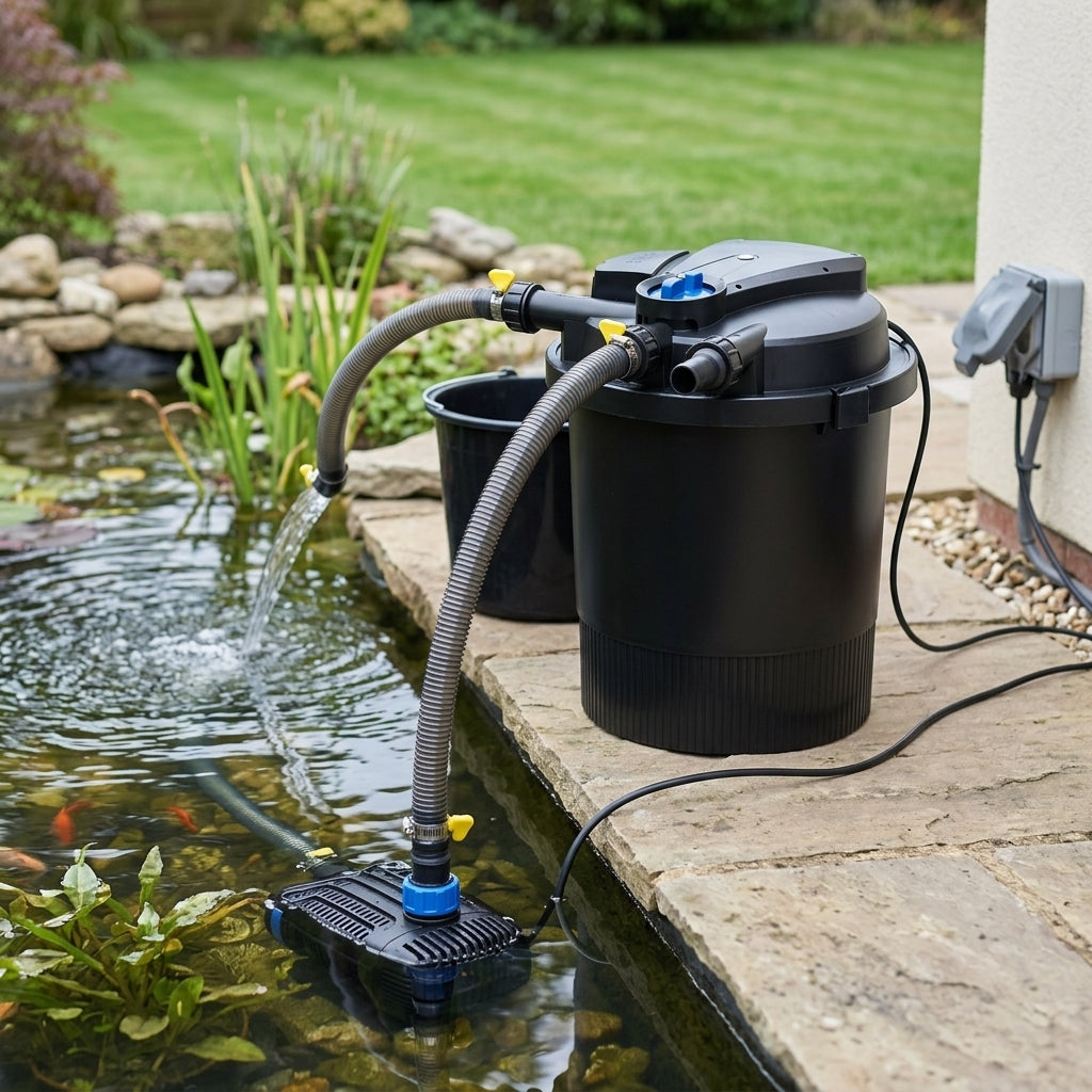 25000 Litre Pond Pump and Filter Set with Auto Cleaning, 120W Pump