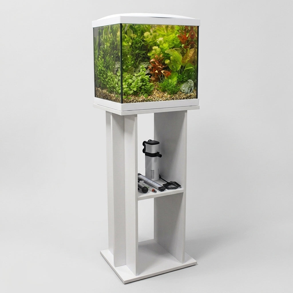 36x22x37cm Glass Aquarium and Stand Combo – White Finish (view 2)