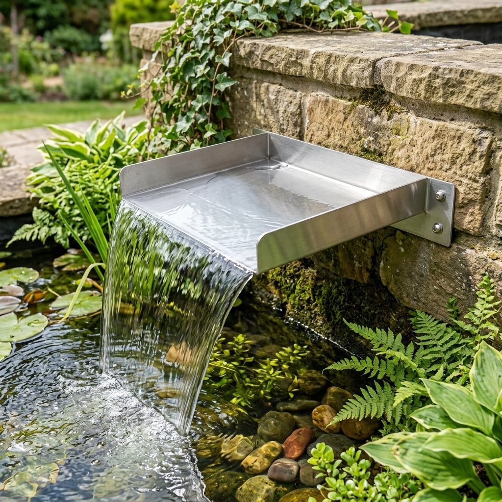 600mm Stainless Steel Spillway with 350mm Depth for Water Features