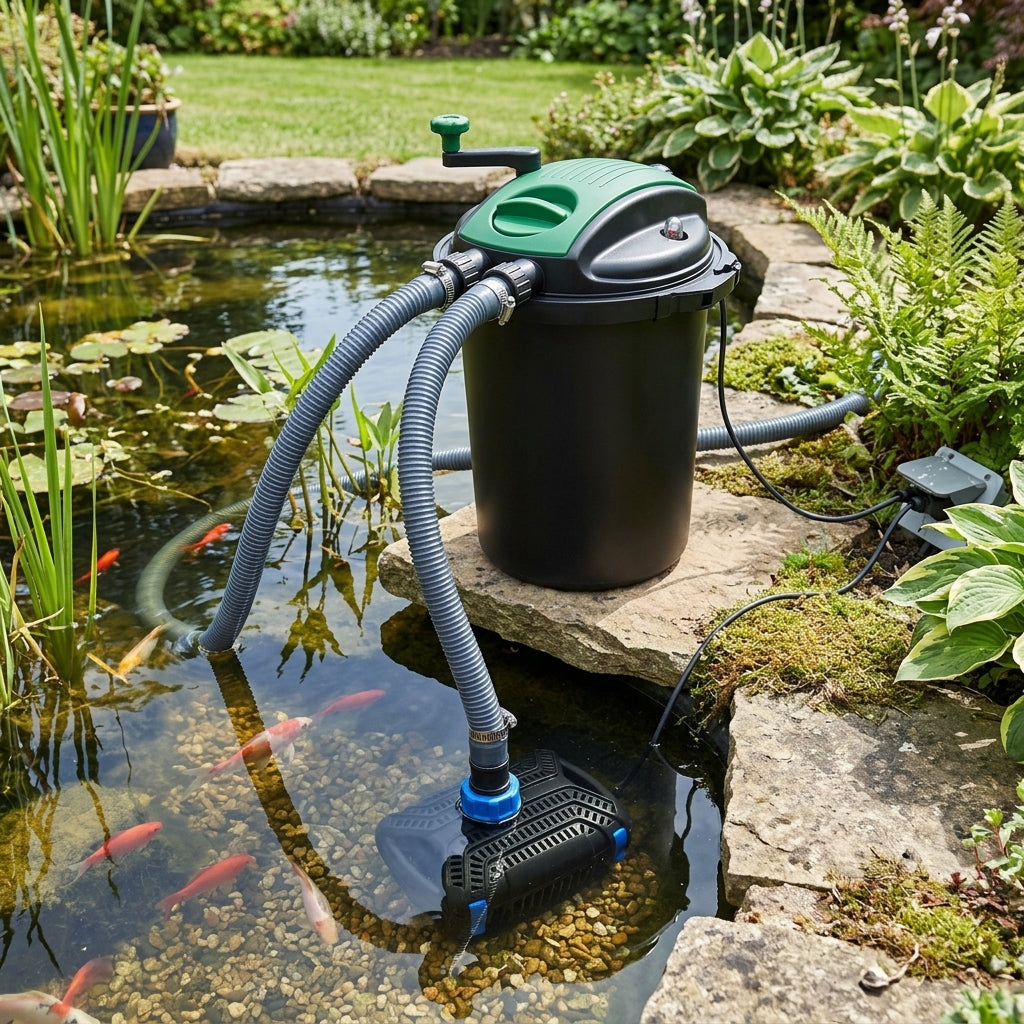 15000L Pond Pump and Filter Set with 18W UVC and 10000Lph Flow Rate