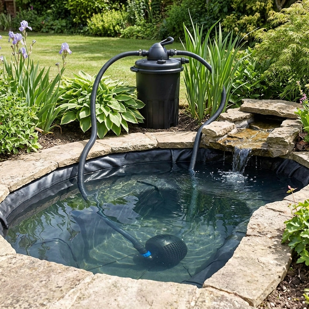 9m x 9m Large Pond Kit with Pressurised Filter and Pump, 30,000L Capacity